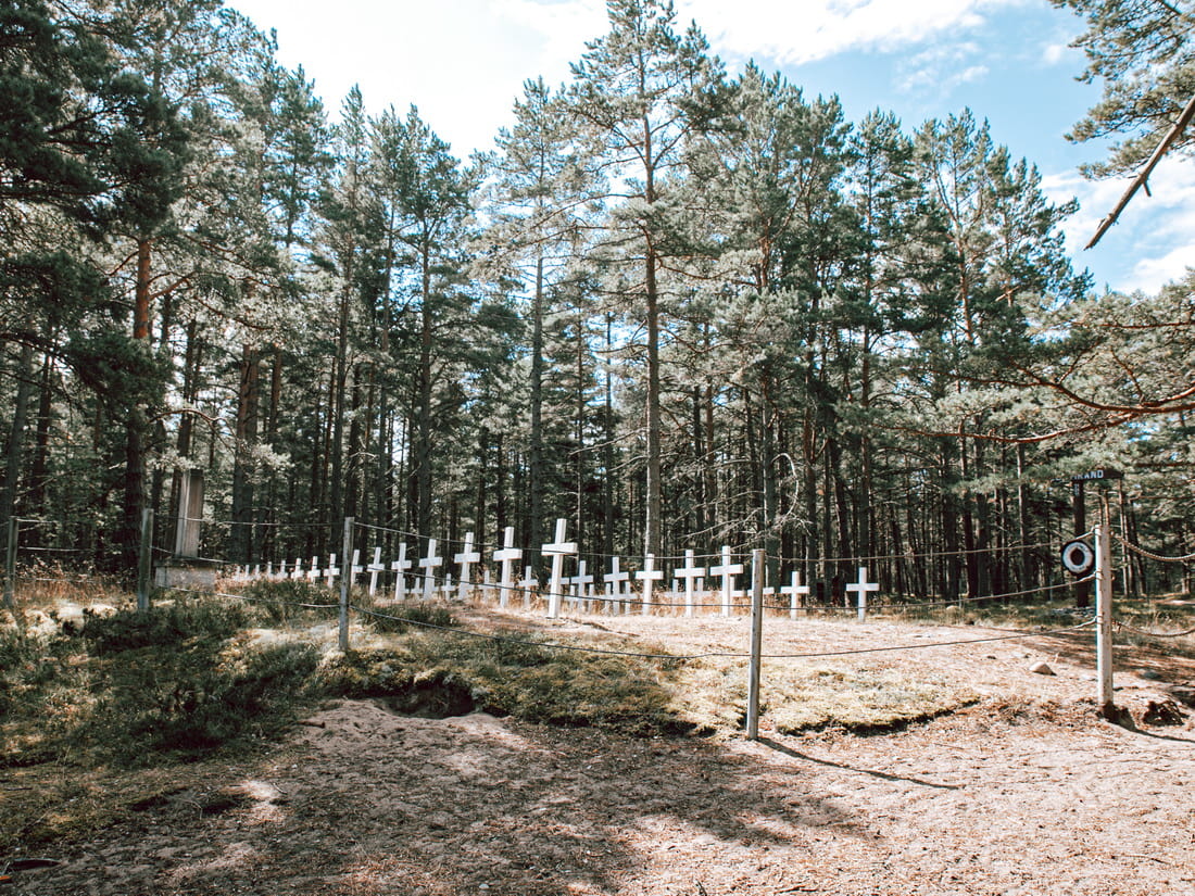 Eestirand memorial crosses in forest