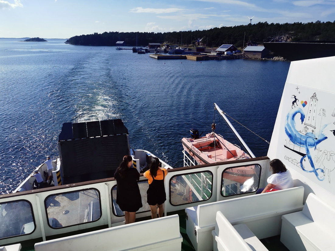 View of the ferry wake in the Baltic Sea