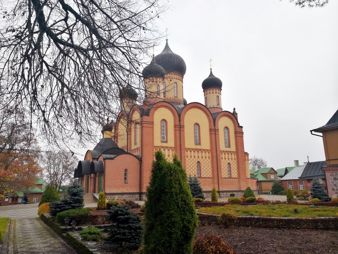 Russian Orthodox cathedral with onion domes at Pühtitsa Convent — architectural contrast on day trips from Tallinn.