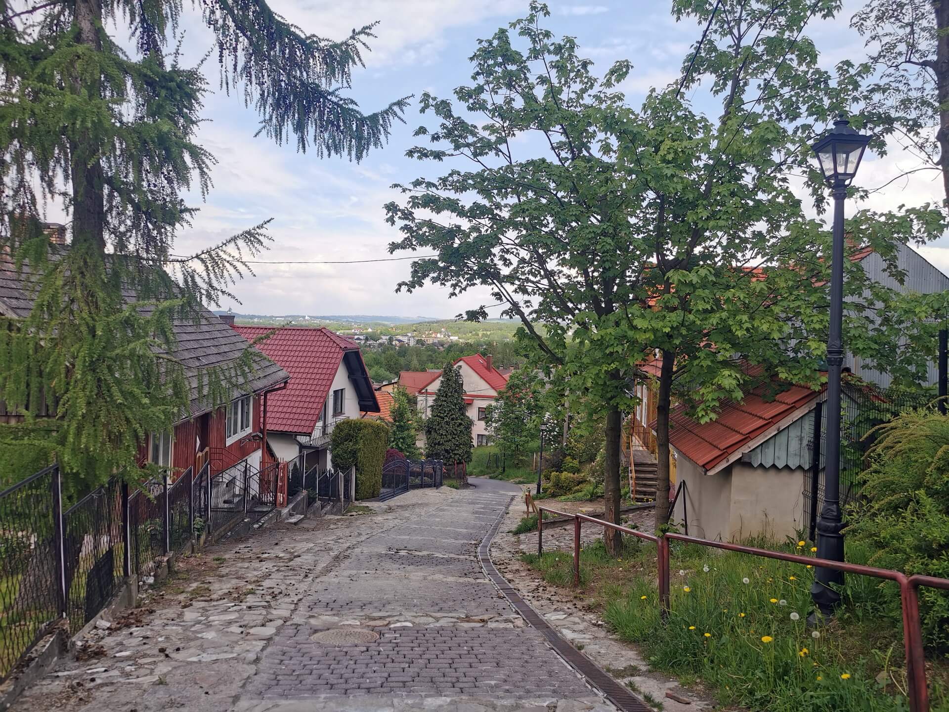 uphill street leading to the monastery in Kalwaria Zebrzydowska