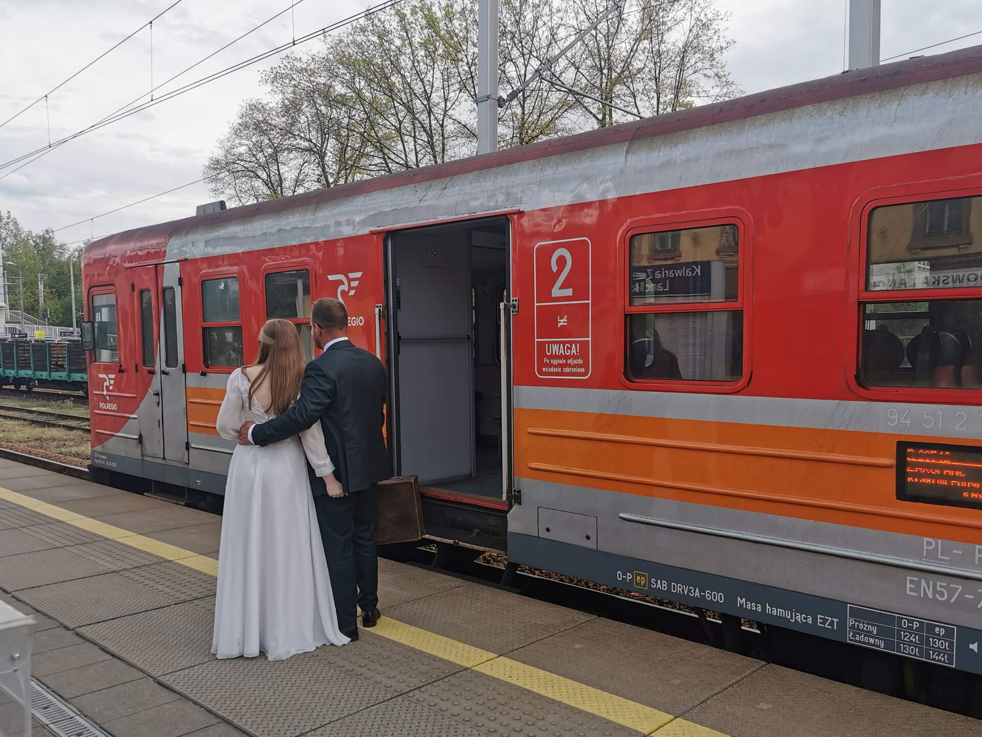 passengers boarding a regional train after visiting Kalwaria Zebrzydowska