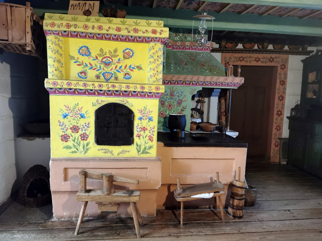 painted rural stove inside Krakow’s Ethnographic Museum