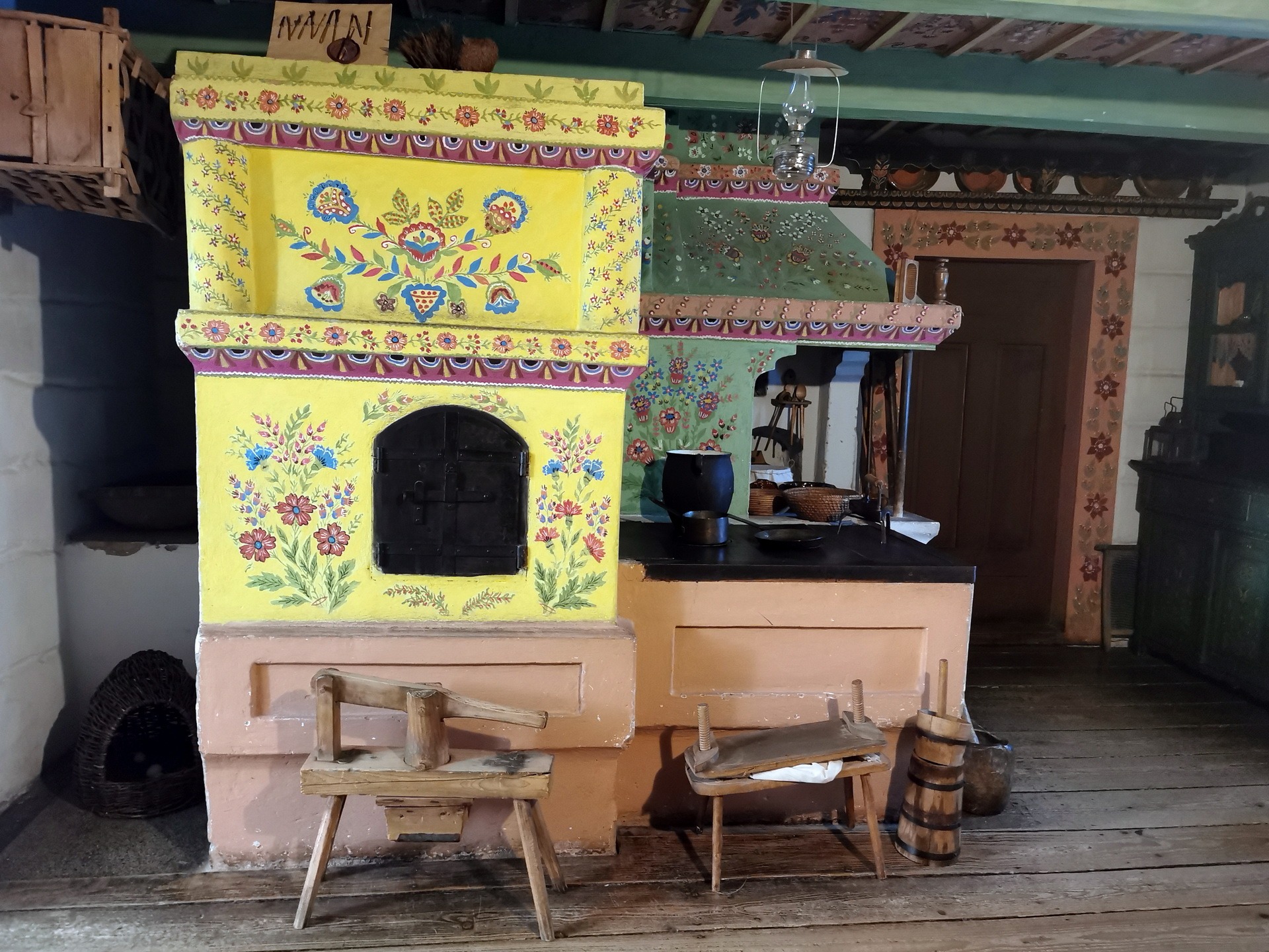 painted rural stove inside Krakow’s Ethnographic Museum